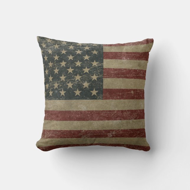 Vintage United States Flag Throw Pillow (Front)