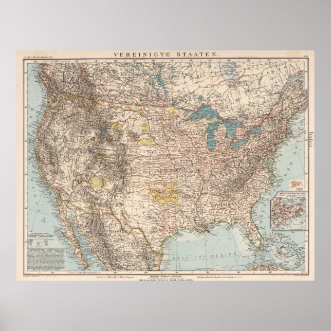 Vintage United States Map (1898) Poster (Front)