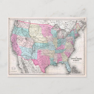 Vintage United States of America Map (1857) Postcard