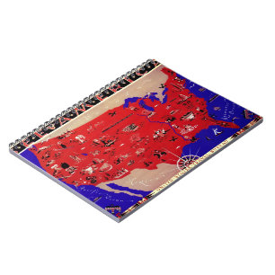 Vintage United States of America Travel Bureau Map Notebook