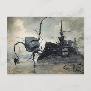 Vintage Unpublished War of the Worlds Illustration Postcard