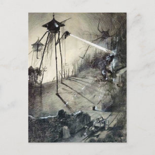 Vintage Unpublished War of the Worlds Illustration Postcard
