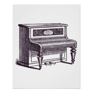 Vintage Upright Piano Poster