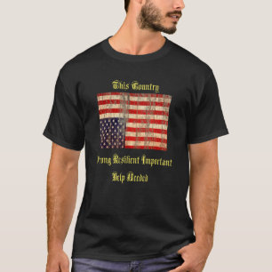Vintage Upside Down American Flag Distressed T-Shirt