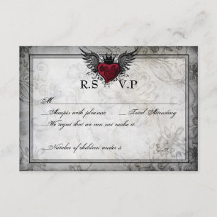 Vintage Urban Tattoo Winged Heart RSVP Cards
