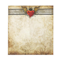 Vintage Urban Vinged Tattoo Heart Notepad