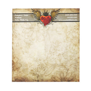 Vintage Urban Vinged Tattoo Heart Notepad