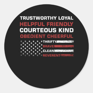 Vintage US America Flag Scouting Live by the Scout Classic Round Sticker