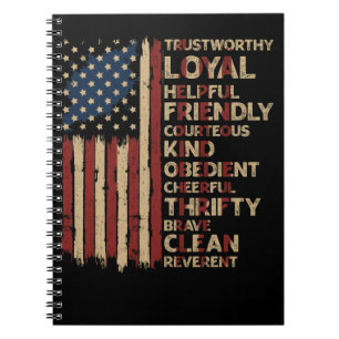 Vintage US America Flag Scouting Scout Law Notebook