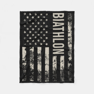 Vintage Us American Flag Biathlon  Fleece Blanket