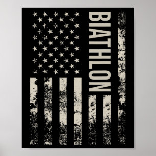 Vintage Us American Flag Biathlon  Poster