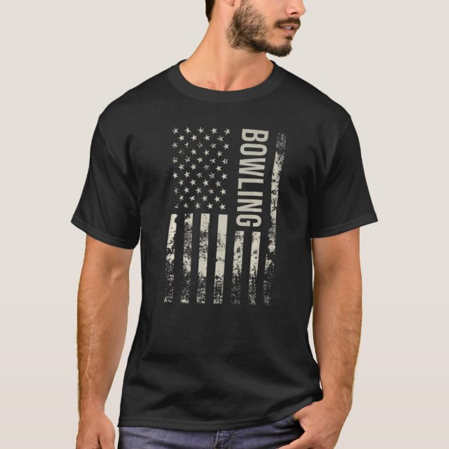 Vintage US American Flag Bowling Premium T-Shirt (Front)