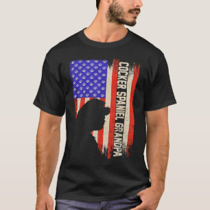 Vintage US American Flag Cocker Spaniel Grandpa Si T-Shirt