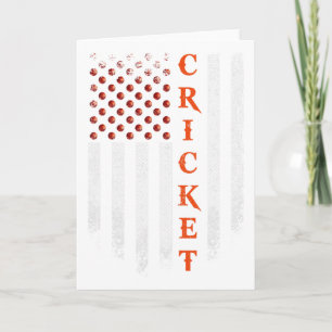 Vintage Us American Flag Cricket Player Patriotic  Card
