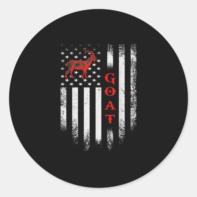 Vintage US American Flag Goat Classic Round Sticker (Front)