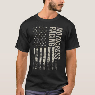 Vintage US American Flag Motocross Racing T-Shirt