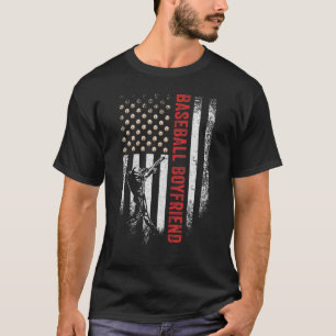Vintage US American Flag Proud Baseball Boyfriend  T-Shirt