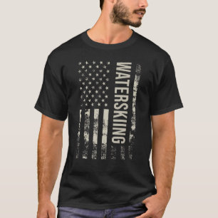 Vintage US American Flag Waterskiing T-Shirt