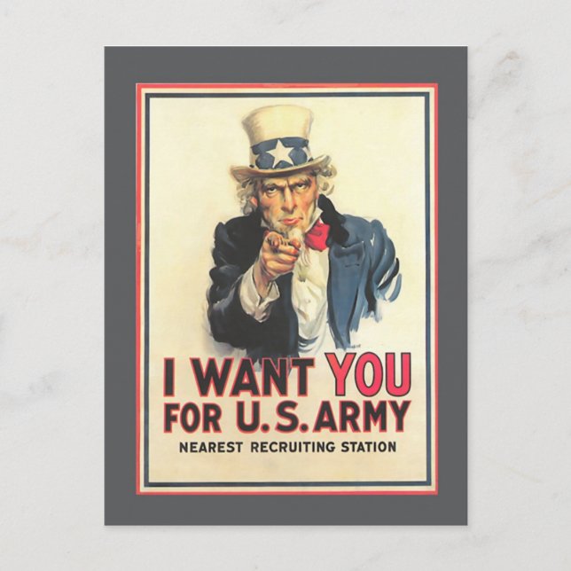 Vintage US Army Old Recruitment Poster Postcard (Front)
