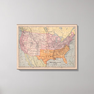 Vintage US Civil War Era Map 1861 Canvas Print