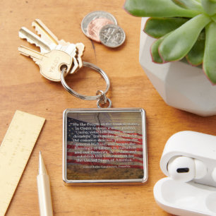 Vintage US Constitution Preamble We The People Keychain