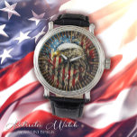 Vintage US Flag American Eagle  Watch<br><div class="desc">Impress with timeless elegance and patriotism with our Vintage US Flag American Eagle Watch. This remarkable timepiece showcases a unique design of an American eagle superimposed on a classic US flag, symbolizing the strength and freedom of our great nation. Made with high-quality, durable materials, the watch is not only stylish...</div>