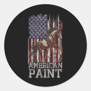 Vintage Us Flag American Paint Horse Lover2 Classic Round Sticker