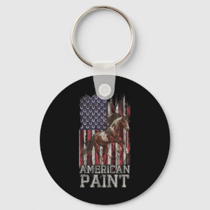 Vintage Us Flag American Paint Horse Lover2  Keychain