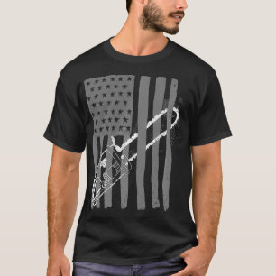 Vintage US Flag Chainsaw Cute Woodworker Funny Lo T-Shirt