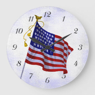 Vintage US Flag Clock With Numbers