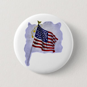 Vintage US Flag in Patriotic Colours 2 Inch Round Button