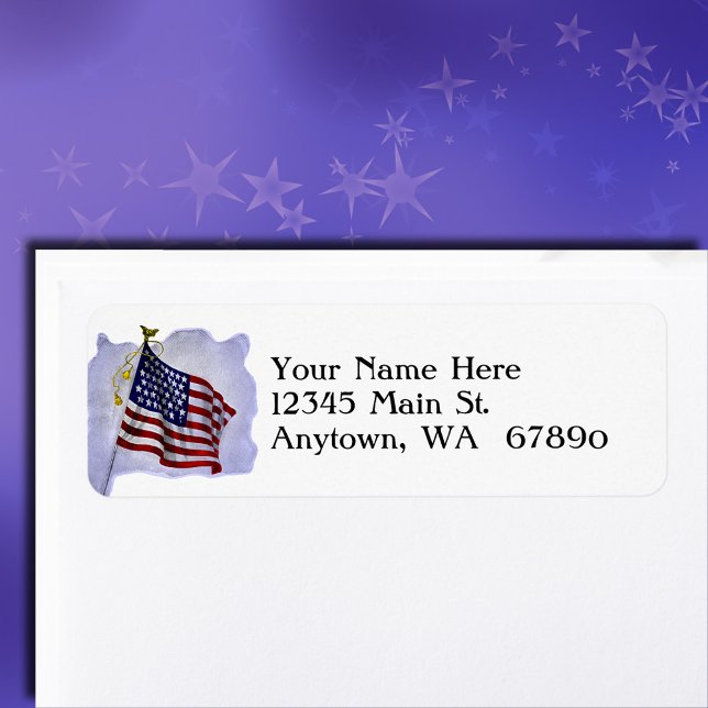 Vintage US Flag in Patriotic Custom Address Label (A custom return address label with vintage US flag art )