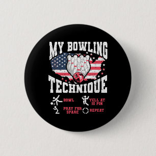 Vintage Us Flag My Bowling Technique Bowler Us Fla 2 Inch Round Button