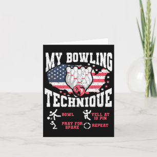 Vintage Us Flag My Bowling Technique Bowler Us Fla Card