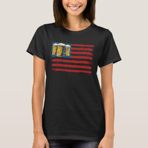 Vintage US Flag Patriotic American Drinking Beer T-Shirt