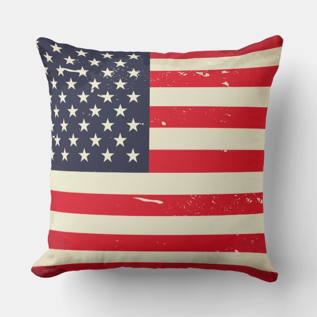 Vintage US Flag Throw Pillow (Front)