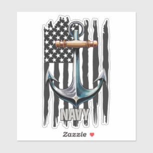Vintage US Navy Anchor and Flag Patriotic Vibes