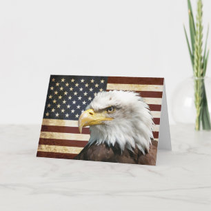 Vintage US USA Flag with American Eagle Card