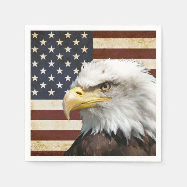 Vintage US USA Flag with American Eagle Napkin (Front)