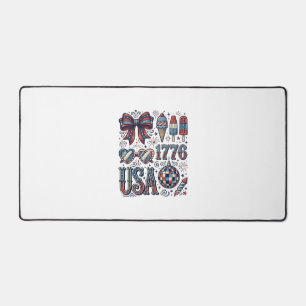 Vintage USA 1776 Patriotic Summer Shirt Design_1 Desk Mat