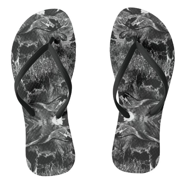 Vintage USA Alaska bull moose Flip Flops (Footbed)