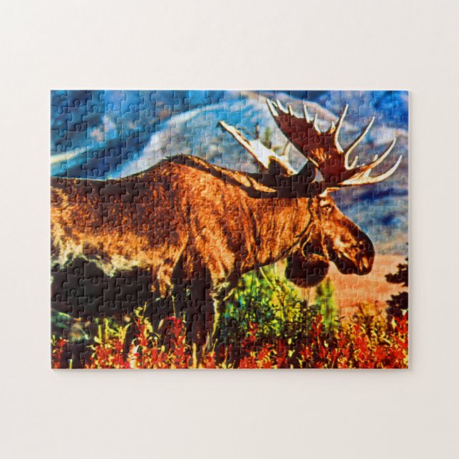Vintage USA Alaska bull moose  Jigsaw Puzzle (Horizontal)