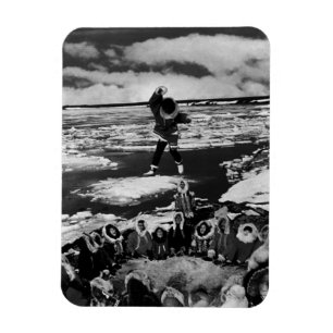 Vintage USA Alaska eskimo blanket tossing 1970 Magnet