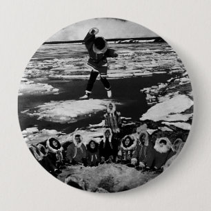 Vintage USA Alaska eskimo blanket tossing 4 Inch Round Button