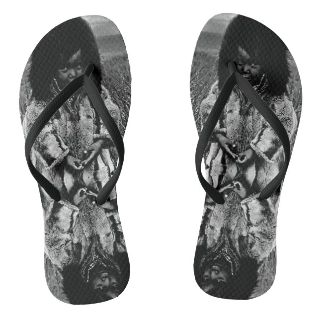 Vintage USA Alaska eskimo boy Flip Flops (Footbed)