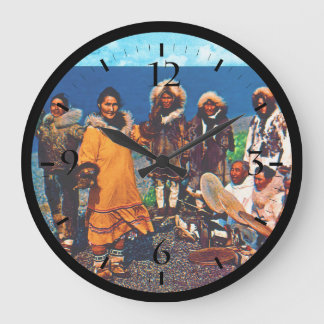 Vintage USA Alaska Eskimo dancers Large Clock