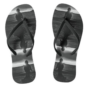 Vintage USA alaska eskimo hunter sunset Flip Flops