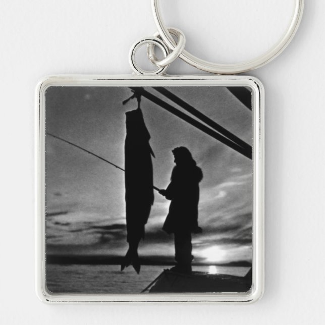 Vintage USA Alaska float plane fishing 1970 Keychain (Front)