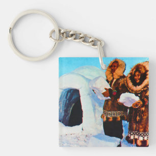 Vintage USA Alaska igloo builders