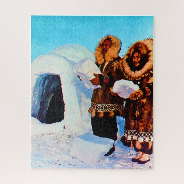 Vintage USA Alaska igloo builders Jigsaw Puzzle (Vertical)